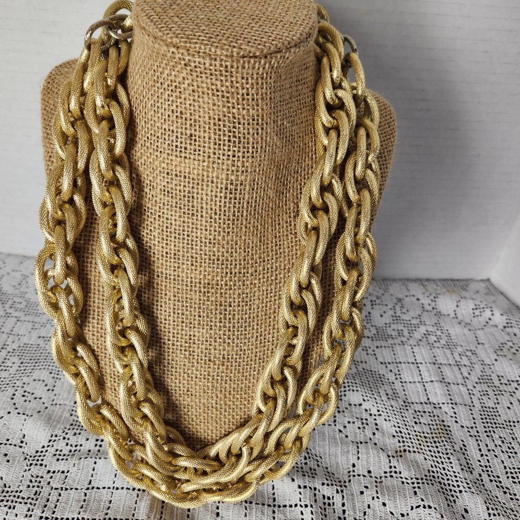 Vintage Kenneth Lane Gold-Tone Layered Bulky Chain-Style Necklace